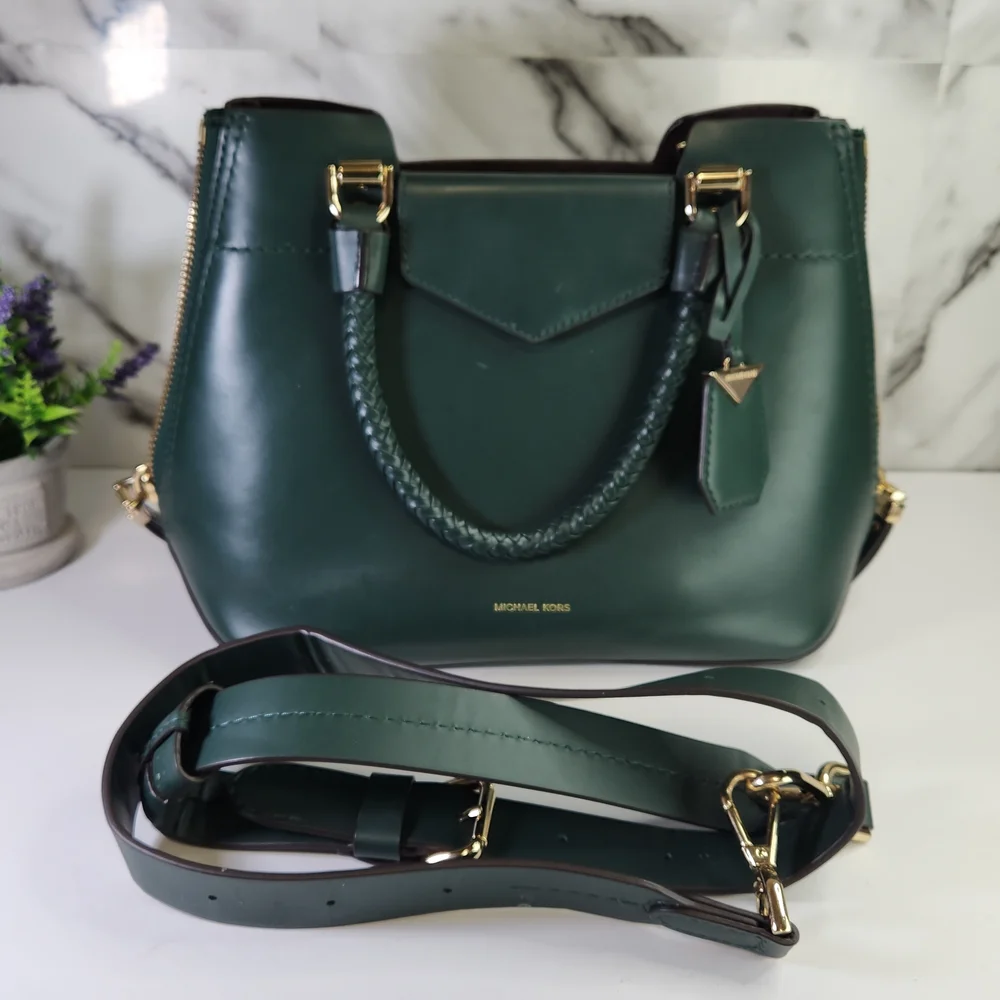 Michael Kors Green Blakely Leather Satchel Handbag - Picture 6 of 14